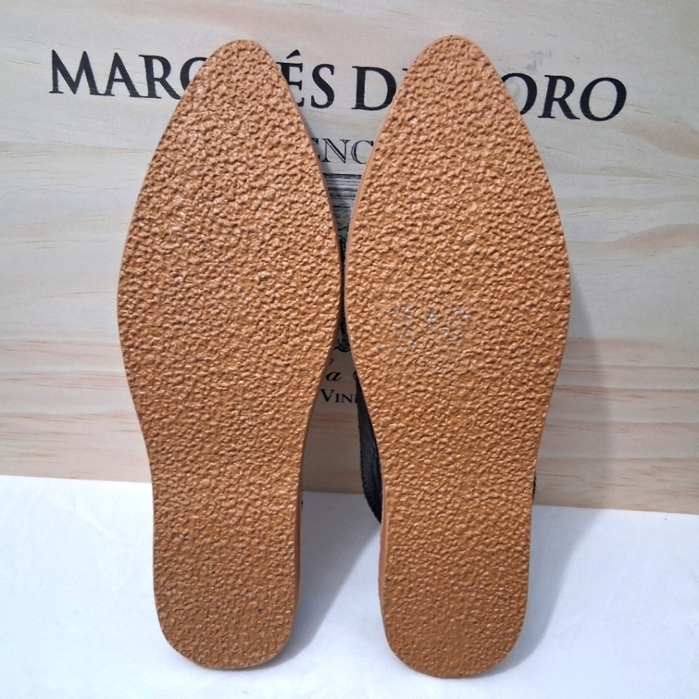 Hamsa Slippers Black Leather Embossed Slides Pointed Toe EU 42 US 11 - Picture 7 of 14